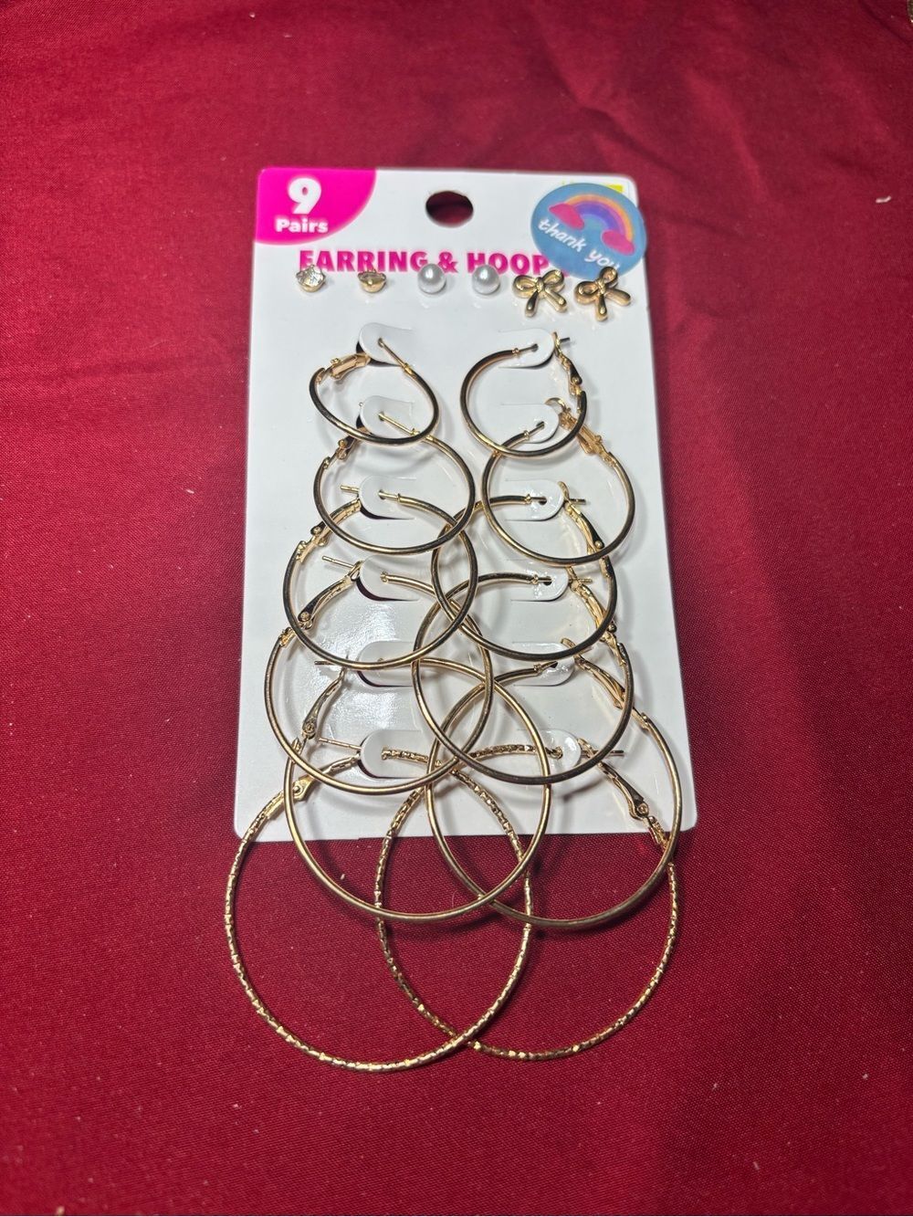 New Gold Hoop Earring Set - 9 Pairs